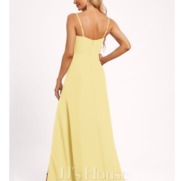 JJ’s house A-line Cowl Floor-Length shinny fabric yellow size 2 - Picture 6 of 9